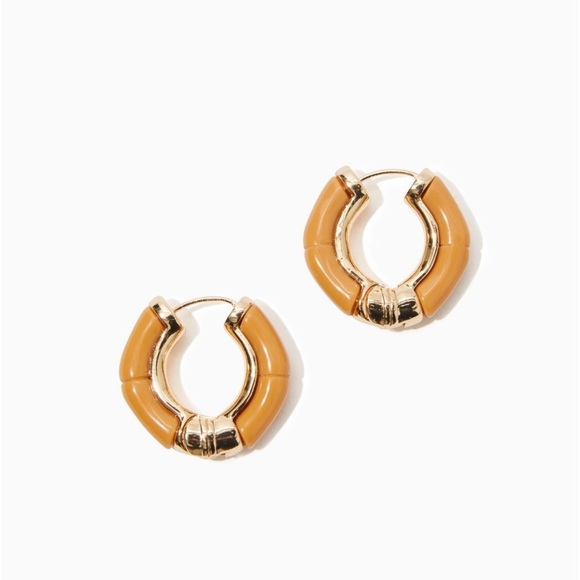 Lilly Pulitzer Jewelry - NWT! Lilly Pulitzer Rattan OYSTER BAY HOOP EARRINGS Bamboo Resin Gold Metallic